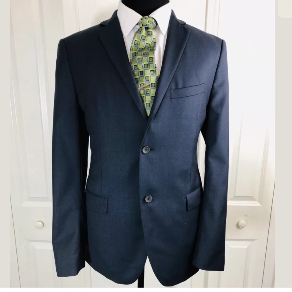 Theory Mens Notched Collar 2 Button Blazer Wool